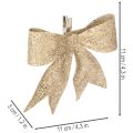 Glitzerschleife aus Kunststoff Gold 11cm mit Clip 4er Set | Floristik24.at