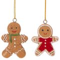 Floristik24 Deko-Anhänger Lebkuchenmännchen aus Polyresin 5–6 cm Braun Rot Weiß 12 Stück