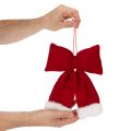 Dekoschleife aus rotem Flanell mit Plüschrand zum Aufhängen 25cm | Floristik24.at