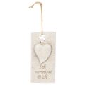 Floristik24 Anhänger mit Schriftzug „Ich vermisse Dich“, Herzmotiv, 12 cm, cremefarben