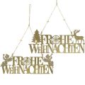 Floristik24 Weihnachtsdeko, “Frohe Weihnachten”, Rentier, Engel Golden 27/28×11cm 2er-Set