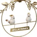 Floristik24 Türkranz “Willkommen”, Weihnachtsdeko, Vögel Golden Ø15cm B17cm