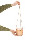 Hängetopf Glas 2er-Set Grün und Braun Retro-Muster Ø14 cm | Floristik24.at