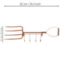 Hakenleiste Metall Edelrost Heugabel 62x19x5cm mit 4 Haken für Außenbereich | Floristik24.at
