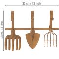 Hakenleiste aus Metall mit Gartenwerkzeug-Motiven, Edelrost, 33,5 x 23 cm, für Innen- und Außenbereich | Floristik24.at