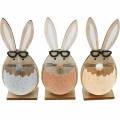 Floristik24 Holz-Hase im Ei, Frühlingsdeko, Hasen mit Brille, Osterhasen 3St