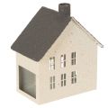 Floristik24 Lichthaus aus Metall Hausform Windlicht 16 cm Grau Beige