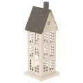 Floristik24 Dekohaus aus Metall mit Fenstern und Kamin 28 cm beige-grau