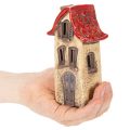 Keramik Lichthäuschen 15cm Handbemalt mit Rotem Dach 2er-Set für Innenbereich | Floristik24.at