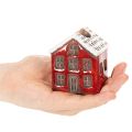Kerzenständer aus Keramik in Hausform mit verschneitem Dach 7 cm Rot und Beige 2 Stück | Floristik24.at
