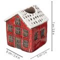 Kerzenständer aus Keramik in Hausform mit verschneitem Dach 7 cm Rot und Beige 2 Stück | Floristik24.at