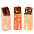 Floristik24 Dekohaus Set aus Keramik 14 cm mit Fenstern in warmen Farben, 3 Stück
