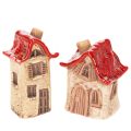 Floristik24 Keramik-Dekohäuser Mini-Set 8cm Rot-Beige 2-teilig
