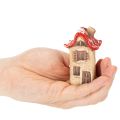 Keramik-Dekohäuser Mini-Set 8cm Rot-Beige 2-teilig | Floristik24.at