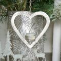 Floristik24 Herz zum Hängen, Teelichthalter für Advent, Hochzeitsdeko Metall Silbern H24cm