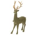Floristik24 Dekofigur Hirsch stehend 31 cm Kunststoff grün mit goldenem Geweih für Innenbereich