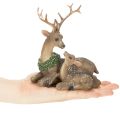 Dekofigur Hirschfamilie mit Schnee aus Kunststoff 17 cm Braun-Grün-Weiß | Floristik24.at