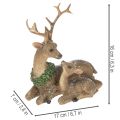 Dekofigur Hirschfamilie mit Schnee aus Kunststoff 17 cm Braun-Grün-Weiß | Floristik24.at