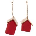 Hängedeko Häuser aus Holz Rot