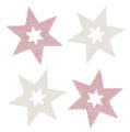 Floristik24 Holzstern 3,5cm Pink/Weiß mit Glitter 72St