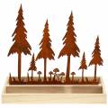 Floristik24 Holztablett Waldsilhouette Edelrost 30cm x 15cm