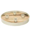 Floristik24 Runder Kerzenhalter für 4 Stabkerzen aus Holz und Metall, 25 cm