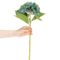 Künstliche Hortensie Blau Grün Einzelstiel 53 cm Polyester | Floristik24.at