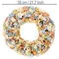 Künstlicher Hortensienkranz bunt 55 cm für Tür und Wand aus Kunststoff | Floristik24.at