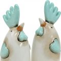 Floristik24 Keramik Hahn Küche Deko Huhn Weiß Blau Braun H14,5cm 2St