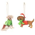 Floristik24 Weihnachtsanhänger Hund 2er-Set 12cm Metall mit Naturfaser