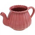 Floristik24 Deko-Teekanne Keramik Pflanztopf Rosa, Rot, Weiß L19cm 3St