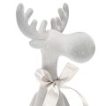Weihnachtsfigur Rentier Kantenhocker 54cm Hellgrau beflockt | Floristik24.at