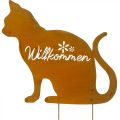 Floristik24 Metallstecker Katze, Willkommensschild, Beetdeko, Gartenstecker Edelrost, Rost-Deko H50cm