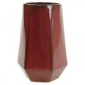 Floristik24 Keramik Vase Blumenvase Rot Sechseckig Ø14,5cm H21,5cm