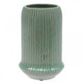 Floristik24 Keramik Vase mit Rillen Keramikvase Hellgrün Ø13cm H20cm