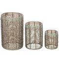 Kerzenhalter-Set aus Metall, Ø 8/10/13 cm, goldbraun mit türkiser Patina, 3 Stück | Floristik24.at
