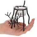 Kerzenhalter Rentier aus Metall mit Teelichtglas, 15 cm, Schwarz | Floristik24.at