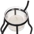Kerzenhalter Rentier aus Metall mit Teelichtglas, 15 cm, Schwarz | Floristik24.at