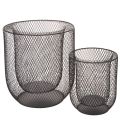 Floristik24 Kerzenhalter Set aus schwarz lackiertem Metall im Drahtkorb-Design, Ø28,5/18 cm, 2-teilig