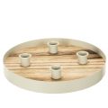 Floristik24 Runder Kerzenhalter für 4 Stabkerzen aus Holz und Metall, 25 cm