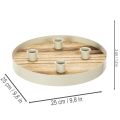 Runder Kerzenhalter für 4 Stabkerzen aus Holz und Metall, 25 cm | Floristik24.at