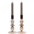 Floristik24 Kerzenhalter Glas Kerzenständer Stabkerzenhalter 18,5cm 2St
