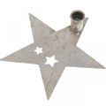 Floristik24 Metalldeko Stern, Stabkerzenhalter für Weihnachten Silbern, Antik-Optik 20cm×19,5cm