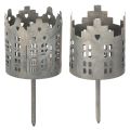 Floristik24 Teelichthalter mit Dorn aus Metall Häuser-Design 6 cm Ø 2er-Set