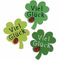 Floristik24 Kleeblatt „Viel Glück" Holzdeko zum Kleben Grün 3,5cm 45St