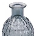 Floristik24 Kleine Glasvase Vase Wabenoptik Glas Blaugrau H20cm 6St