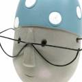 Floristik24 Deko-Kopf Schwimmer mit Brille und Badehaube Blau Weiß H15cm/16cm 2St