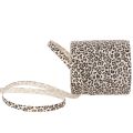 Floristik24 Geschenkband Baumwolle Leopardenmuster 10 mm 100 m cremeweiß