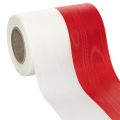 Floristik24 Kranzband Moiré Weiß-Rot 125mm x 25m aus 100% Acetat