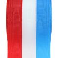 Floristik24 Kranzband Moiré Blau-Weiß-Rot 75mm